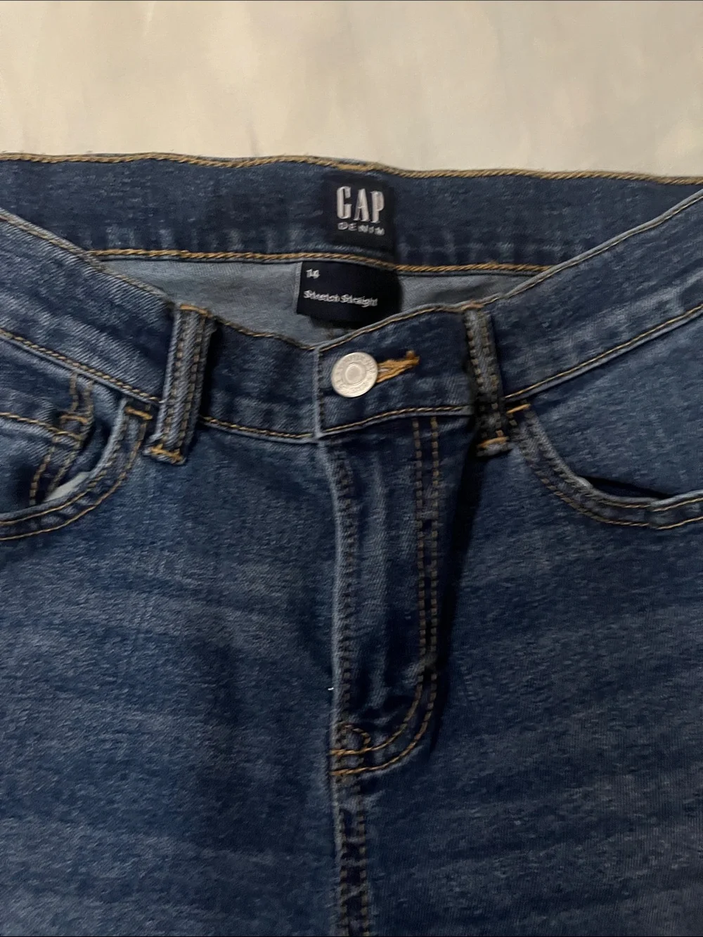 GAP Men’s Slim Straight Jeans in Dark Blue Denim